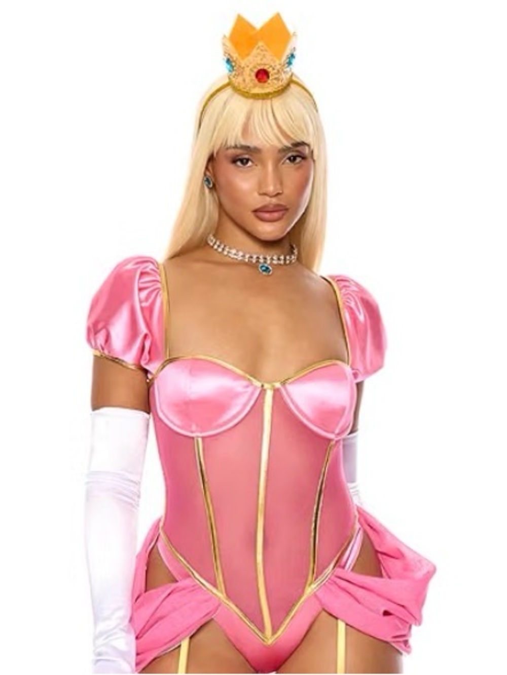 Pink Satin Princess Bodysuit Intimate sexy Halloween costume preppy lingerie sm